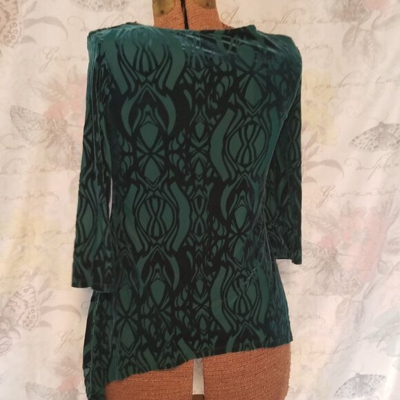 Style & Co. Green Velvet Top + Petite Small - Picture 3 of 5